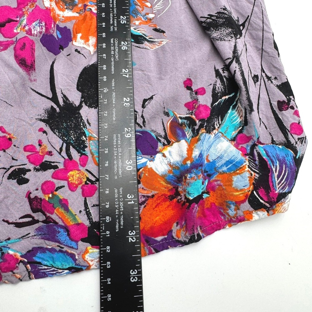 UMGEE Women's Small‎ Purple Boho Floral Print V Neck 3/4 Sleeve Mini Dress Tunic - Picture 7 of 8